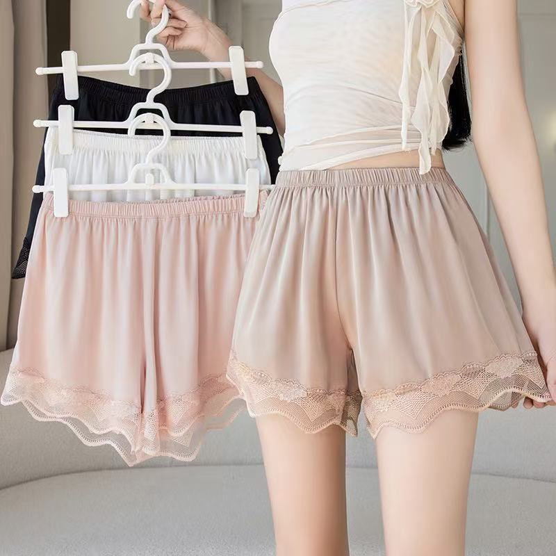 HOHO_HWANG (C-229) Celana Pendek Santai Dengan Renda Bahan Satin Premium Pinggang Full Safety Karet 