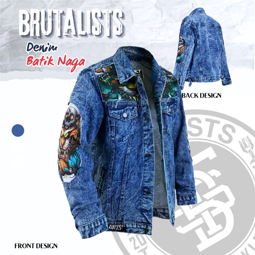 Jaket Jeans Pria Denim Jacket Distro Full Printing Motif Batik Naga