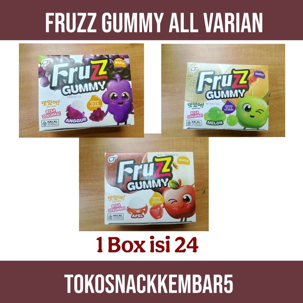 

Fruzz Gummy OT permen Gummy lunak Aneka Yupi Fruzz Gummy Melon/Apel/anggur