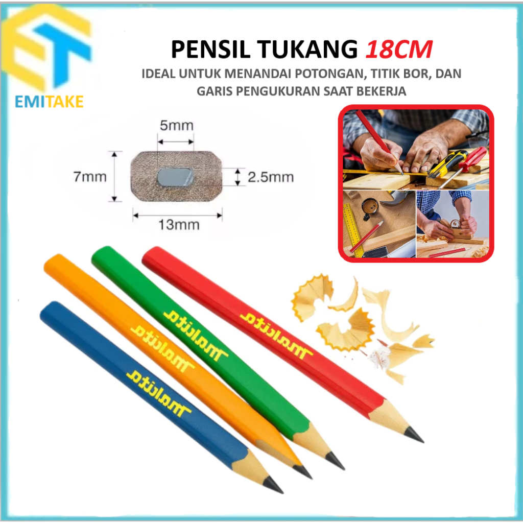 

Makita Pensil Tukang Bangunan / Carpenter Pencil Pensil Tukang Kayu 18cm Pensil Penanda Tukang