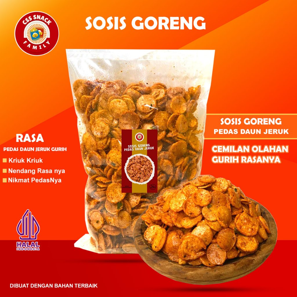 

SOSRENG SOSIS GORENG PEDAS DAUN JERUK RAJANYA NGEMIL WAJIB COBA MAKANAN FOOD SNACK CEMILAN KERIPIK