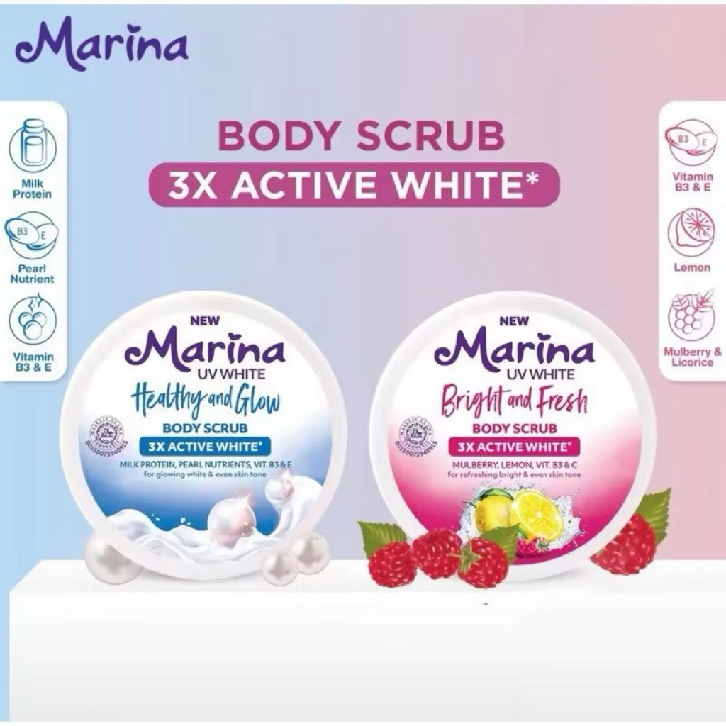 MH♥️ Marina Body Scrub UV White Bright & Freash boday Scrub 185ml