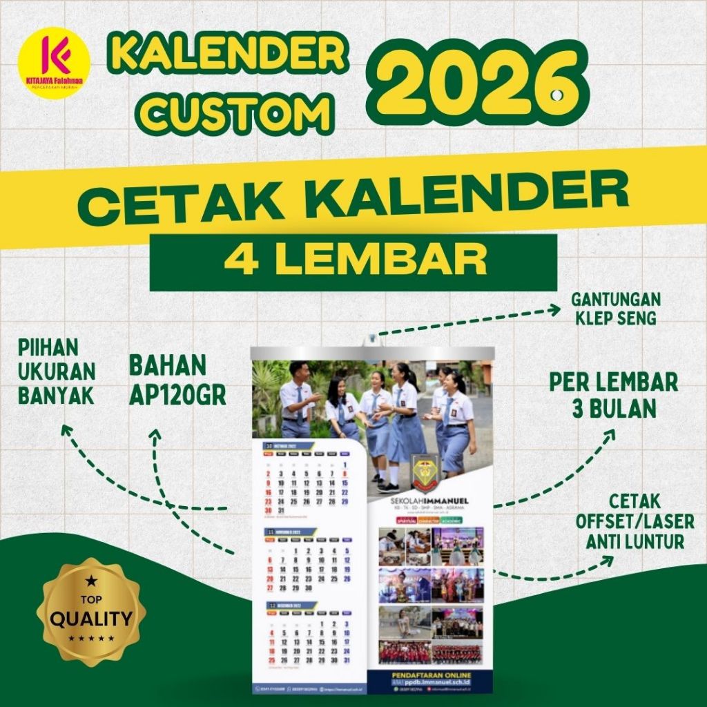 

(FREE DESAIN) KALENDER 2026 CUSTOM 4 LEMBAR