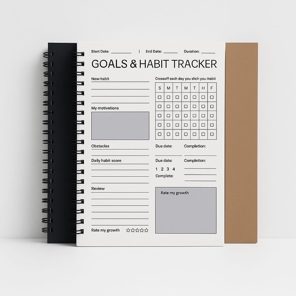 

Planner Book A5 Spiral – 60 Halaman Bookpaper | Cover Hitam Coklat Elegan | Buku Agenda Harian