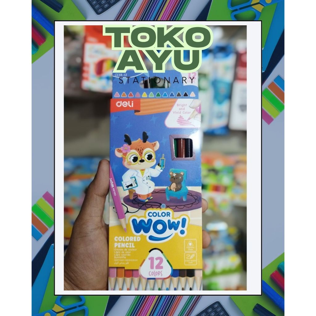 

PENSIL WARNA DELI WOW COLOR - PENDEK 12 WARNA