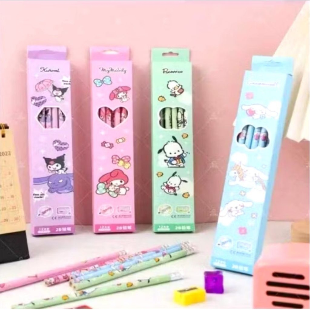 

12pc Pensil 2B Fancy Sanrio + Penghapus (bonus rautan)