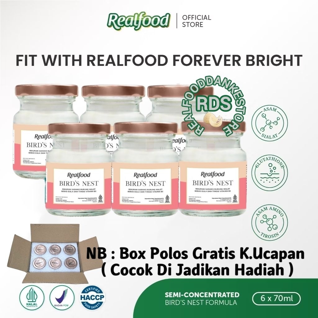 

Realfood Forever Bright 6 Botol Box Polos ( Minuman Sarang Burung Walet ) RDS