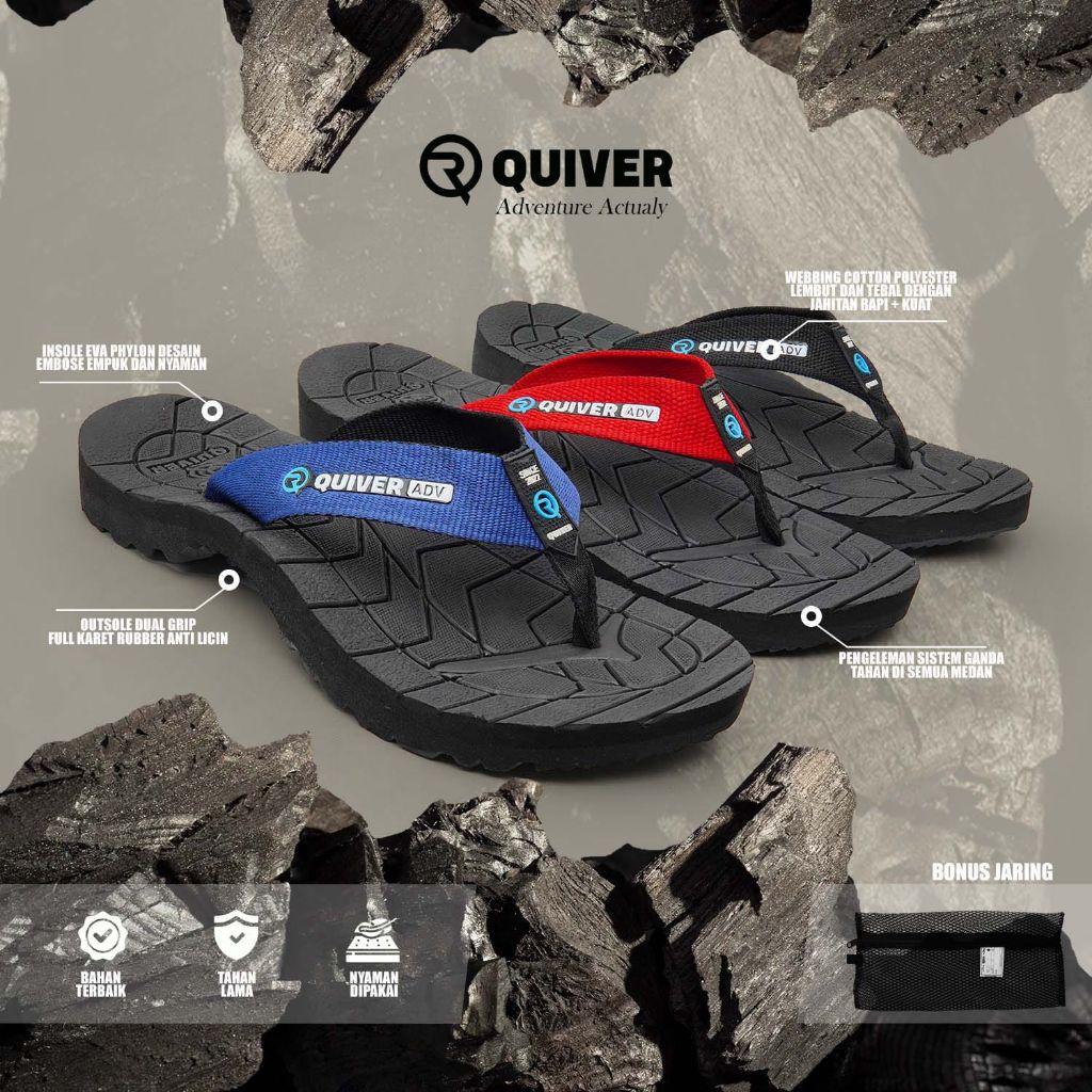 Sendal jepit Outdor..sendal QUIVER HECTOR sendal jepit pria/wanita terlaris..100% produk Original