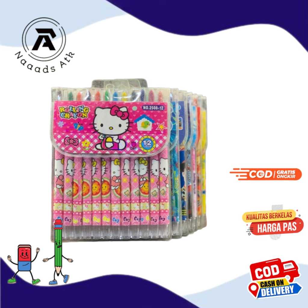 

Crayon krayon putar pendek PRINCES KUROMI ELSA MELODY motif anak cewek/perempuan RANDOM
