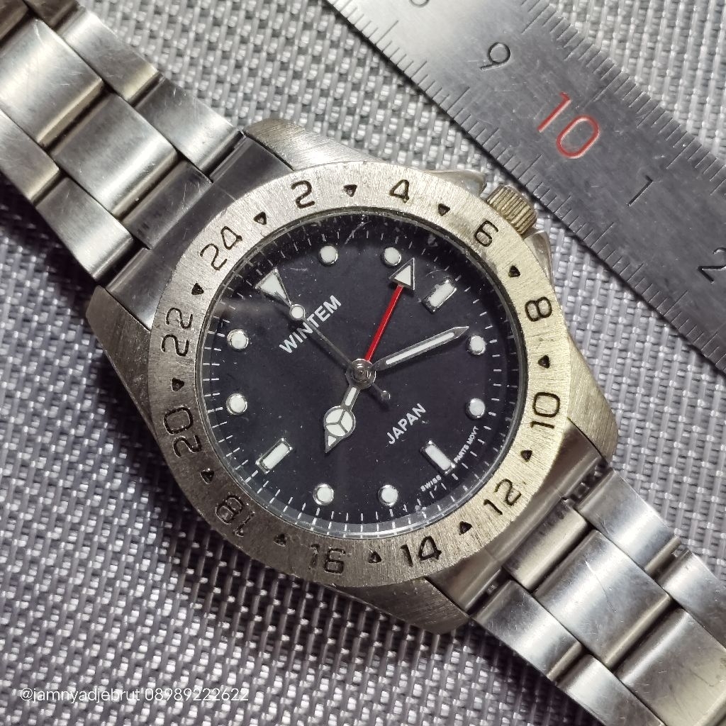 Jam Diver Wintem Silver Black Bekas