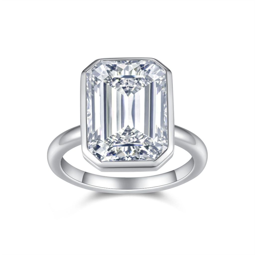 10ct Emerald Cut moissanite diamond Cincin GRA certificate