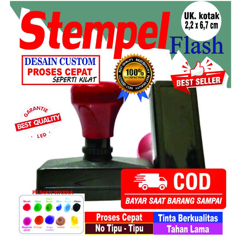 

STEMPEL CUSTOM / STEMPEL OTOMATIS / STEMPEL PERSEGI PANJANG 22X67 ML / STEMPEL WARNA / STEMPEL TINTA