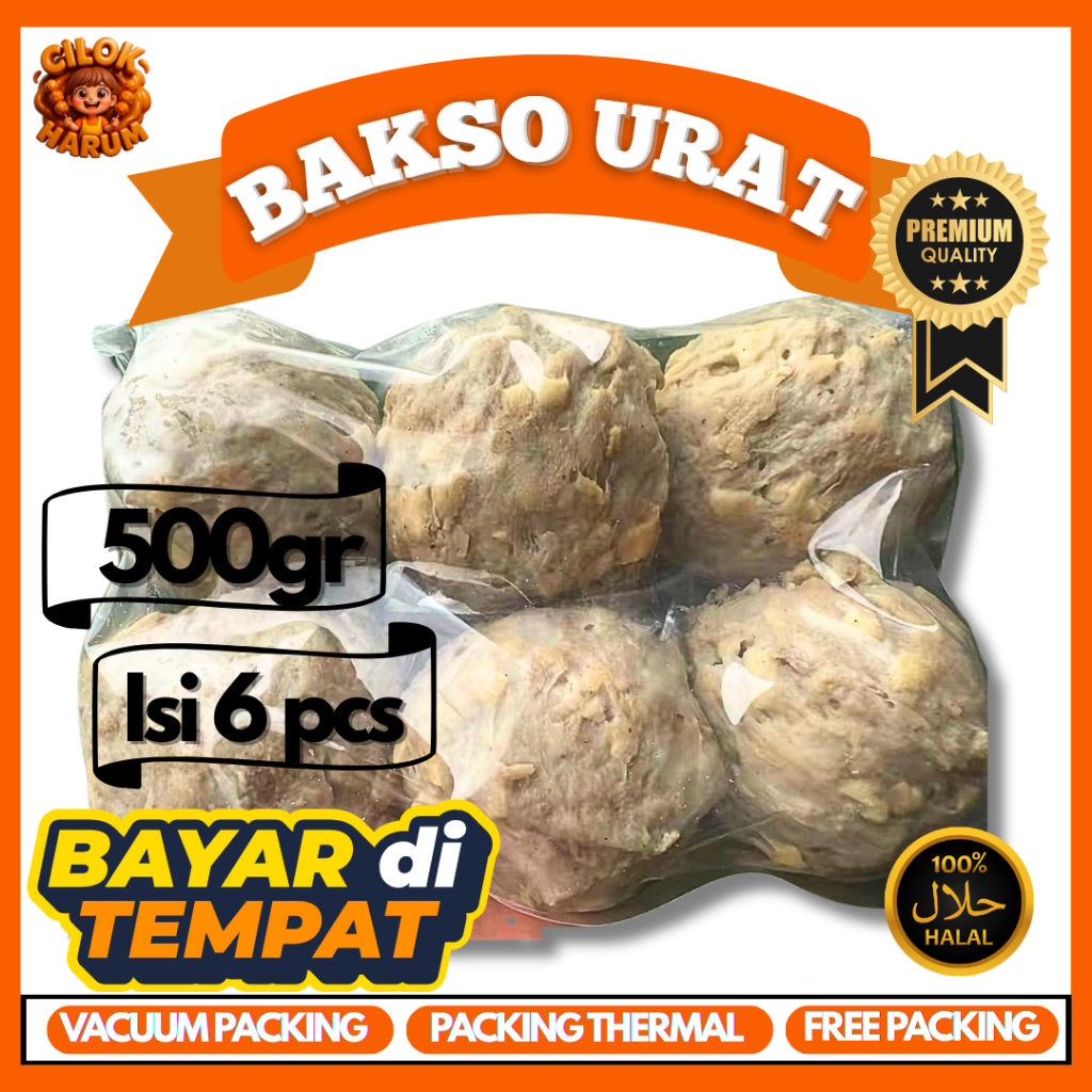 

Bakso Urat Jumbo Isi 6 – Frozen Food Halal Daging Sapi Asli Kenyal Gurih Praktis – Diskon 10%
