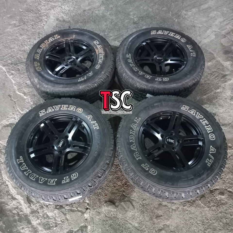 VELG MOBIL RACING SEMI OFFROAD HSR TX-703 RING 15 LUBANG BAUT PCD 5X114  BAN 235 70 R15 SAVERO AT PE
