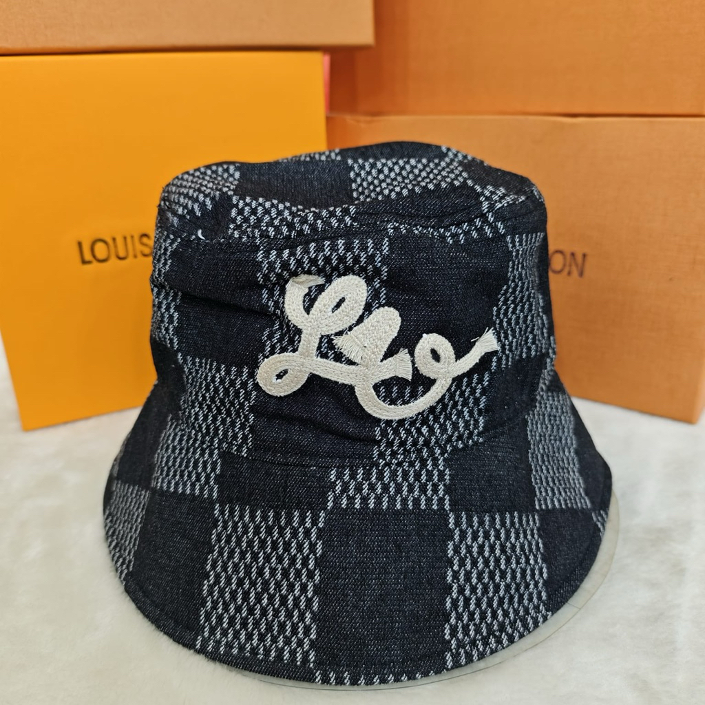 TOPI BUCKET HAT LV JEANS KOTAK CAP PREMIUM 2 WARNA