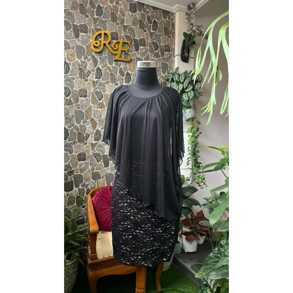 Dress Hitam Brokat | Preloved