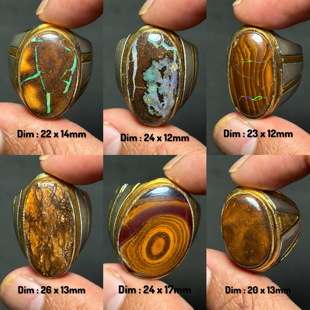 cincin koroit boulder opal australia ring alpaka premium kombinasi / kalimaya australia asli 100% na