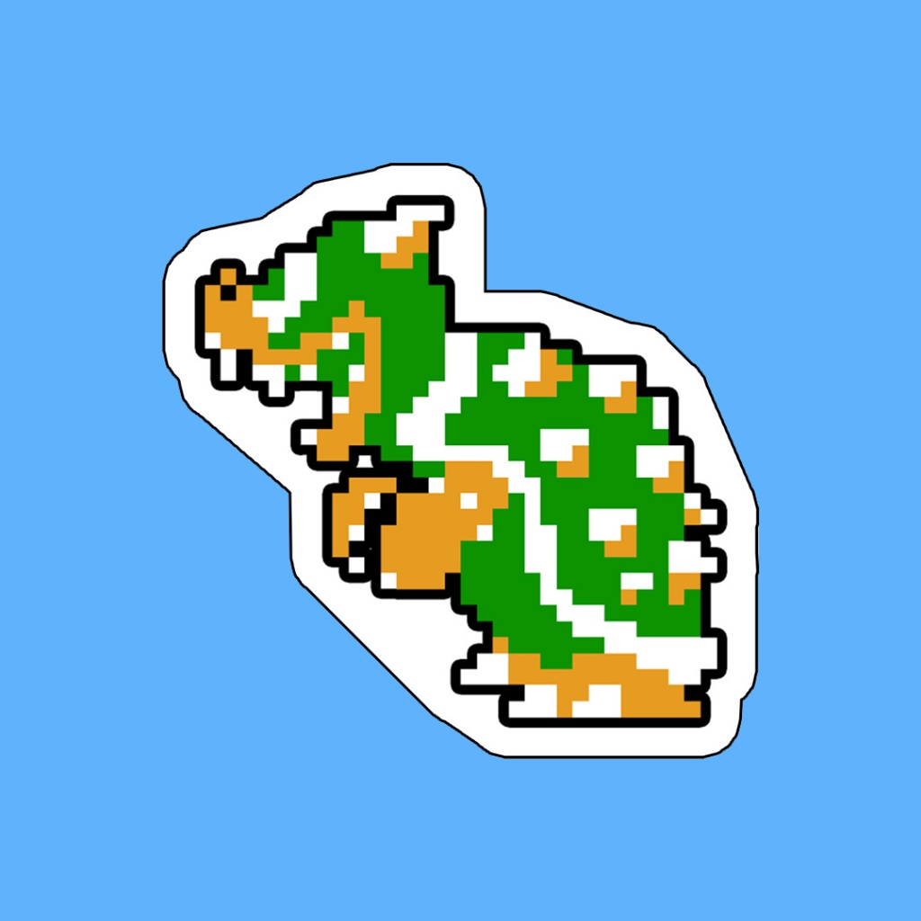 

Stiker Game Nintendo 8 Bit Mario Bros King Koopa Waterproof Pixel Arcade Console Sega Gameboy