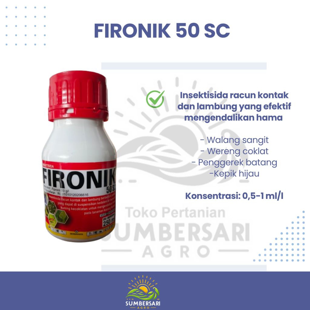 FIRONIK 50 SC. 250 ml. Insektisida Untuk hama wereng, penggerek batang & belalang