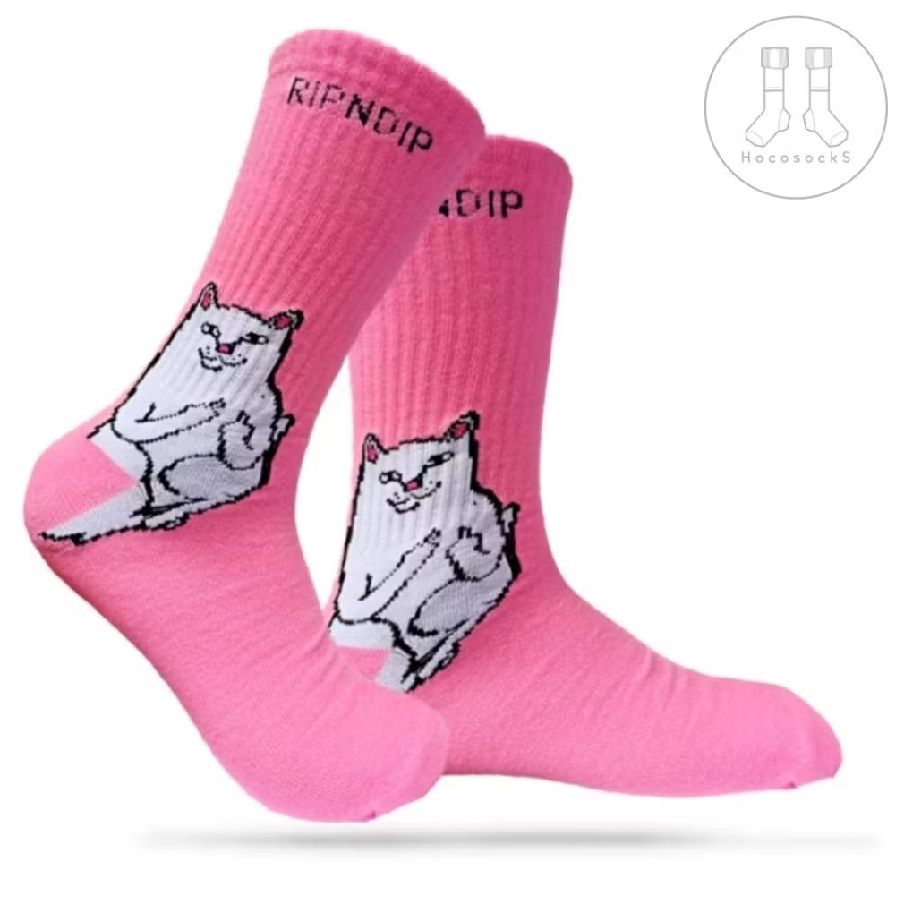 Kaos Kaki Oldschool Motif Ripndip Pink