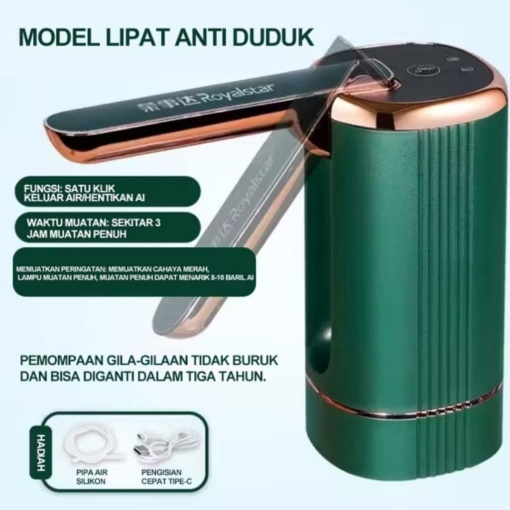 Pompa Galon 3 Tombol Premium Pompa Galon Air Minum Dispenser Electrik USB Charger