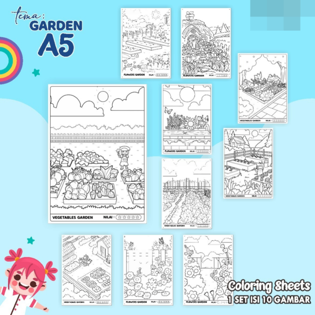 

KERTAS GAMBAR MEWARNAI TEMA [GARDEN] A5 ISI 10 LEMBAR - COLORING SHEET FOR KIDS READY STOCK