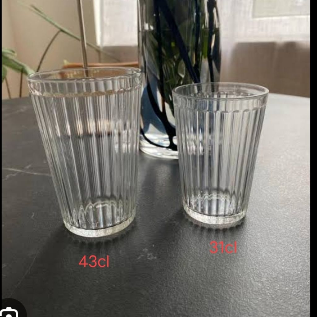 Gelas Kaca Bening Motif Garis Isi 6Pc Kaca Tempered