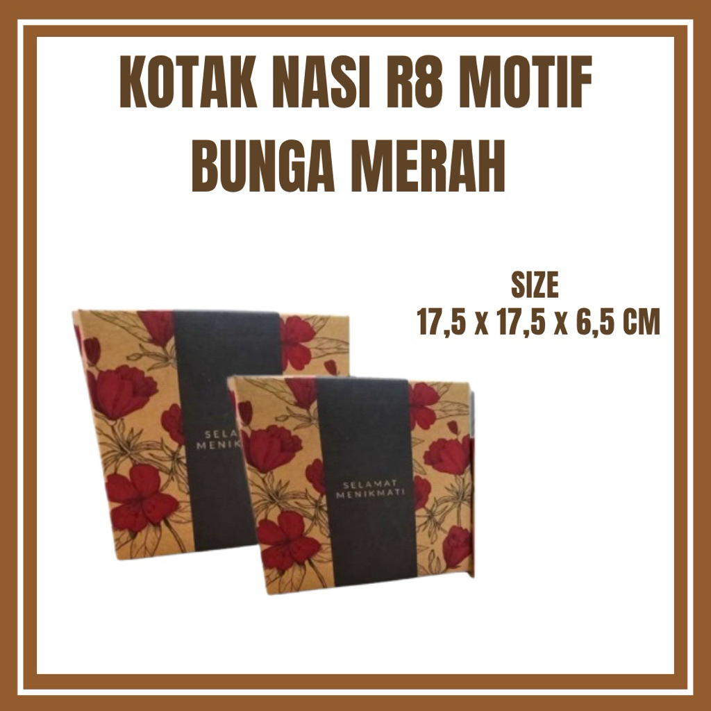

GUDANG LAKBAN Kemasan R8 motif bunga merah Dus Snack Kotak Kemasan Renda Motif Cantik Non Laminasii