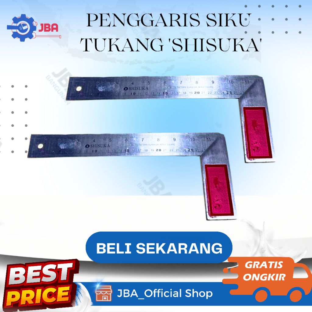 

Siku Meter Tukang / Siku Tukang Shisuka / Penggaris Besi Siku Shisuka / Penggaris Siku / Penggaris Besi / Penggaris Siku Besi