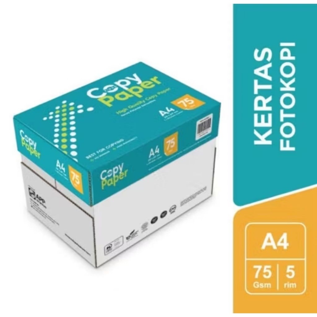 

Kertas HVS Copy Paper A4 75gsm 1dus (5rim) khusus sameday