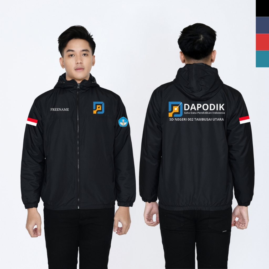 Jaket Custom Sablon DAPODIK – Desain Nama Sekolah & Logo Sendiri - Jaket Parasut Pria Wanita