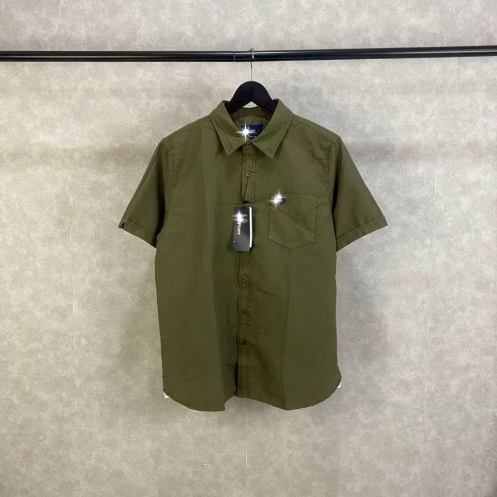 [ BEST QUALITY ] Kemeja FRed Perry New Arrival Full Tag Kemeja Abu-abu Lengan Pendek Atasan Kemeja P