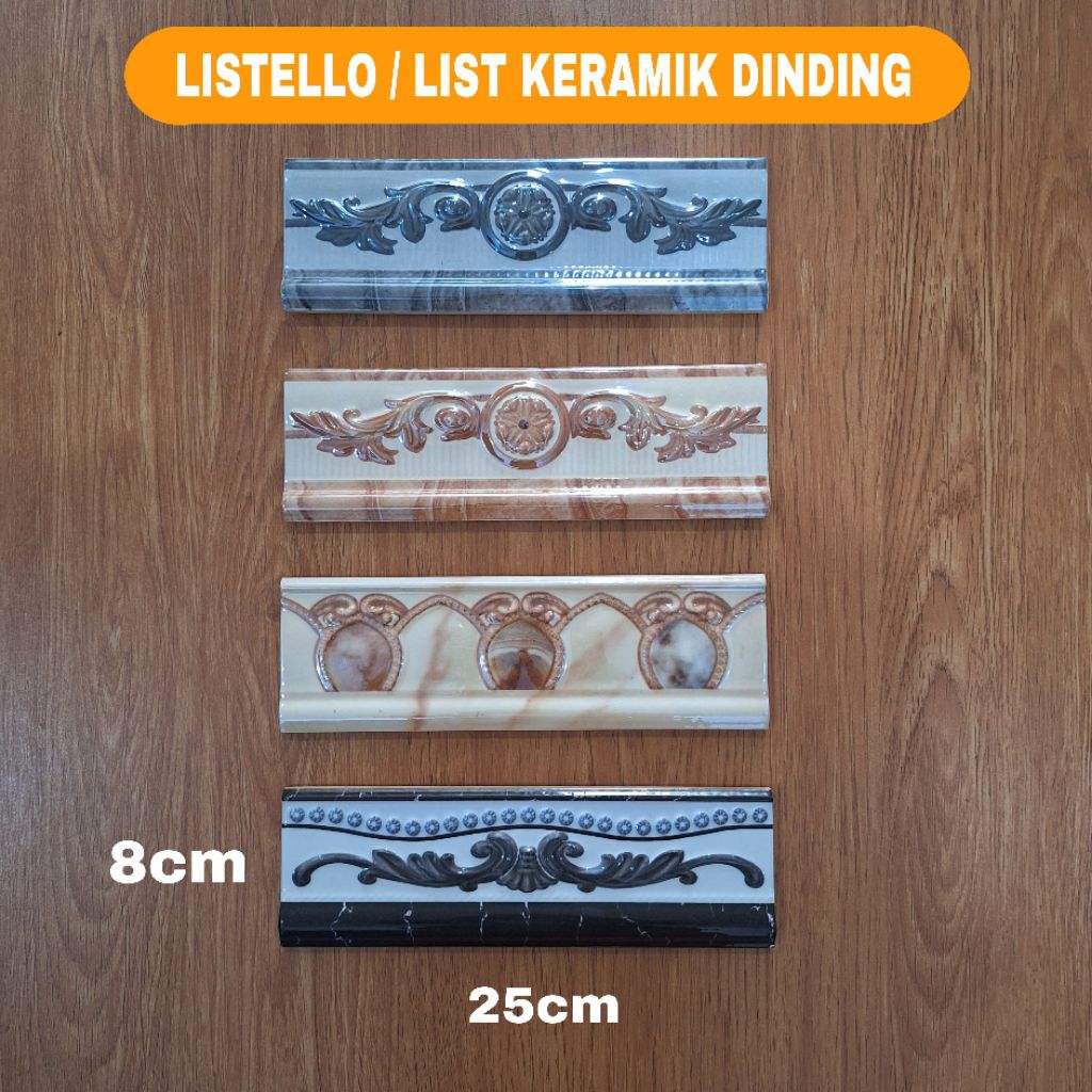 Lis keramik dinding / listello dinding murah motif 25×8cm