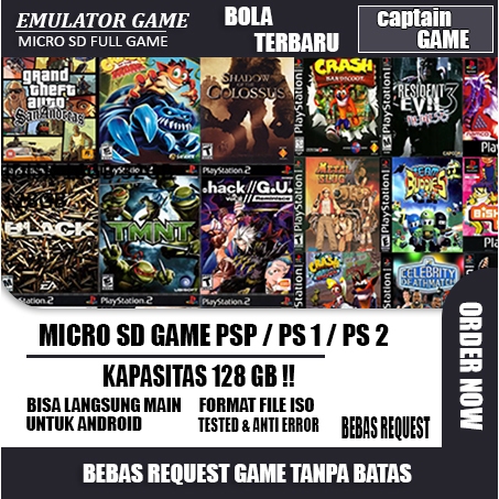 MICRO SD GAME PSP PS 1 PS 2 UNTUK ANDROID 128 GB FULL GAME LENGKAP
