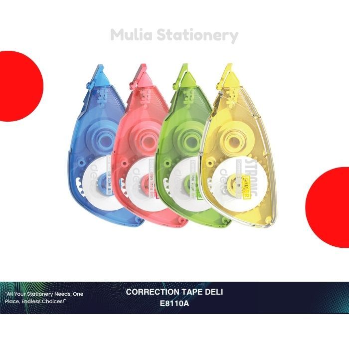 

Correction Tape Deli E8110A | Tipe X Kertas | Pita Koreksi 5 mm × 8 m | Alat Tulis Sekolah