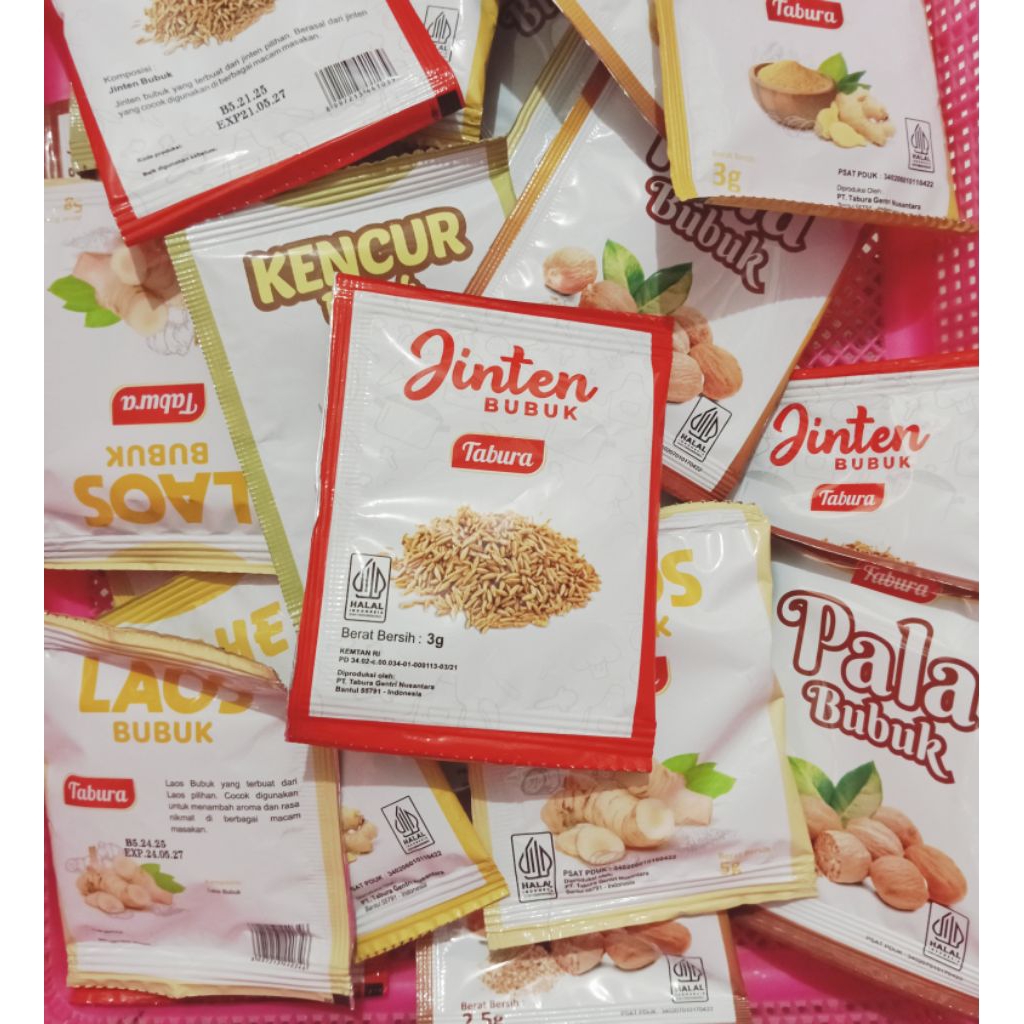 

TABURA BUMBU MIX KENCUR BAWANG PUTIH JAHE PALA JINTAN LAOS KEMIRI 12'S