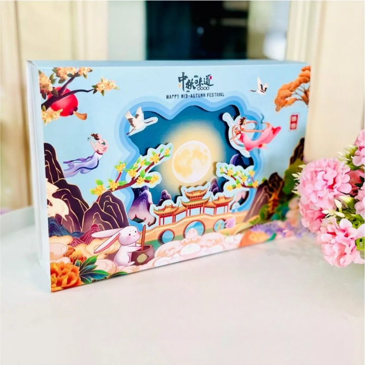 

Cake Box Hampers Mooncake Isi 6 Box Packaging Hampers Mooncake 25-75gr - Blue Edition