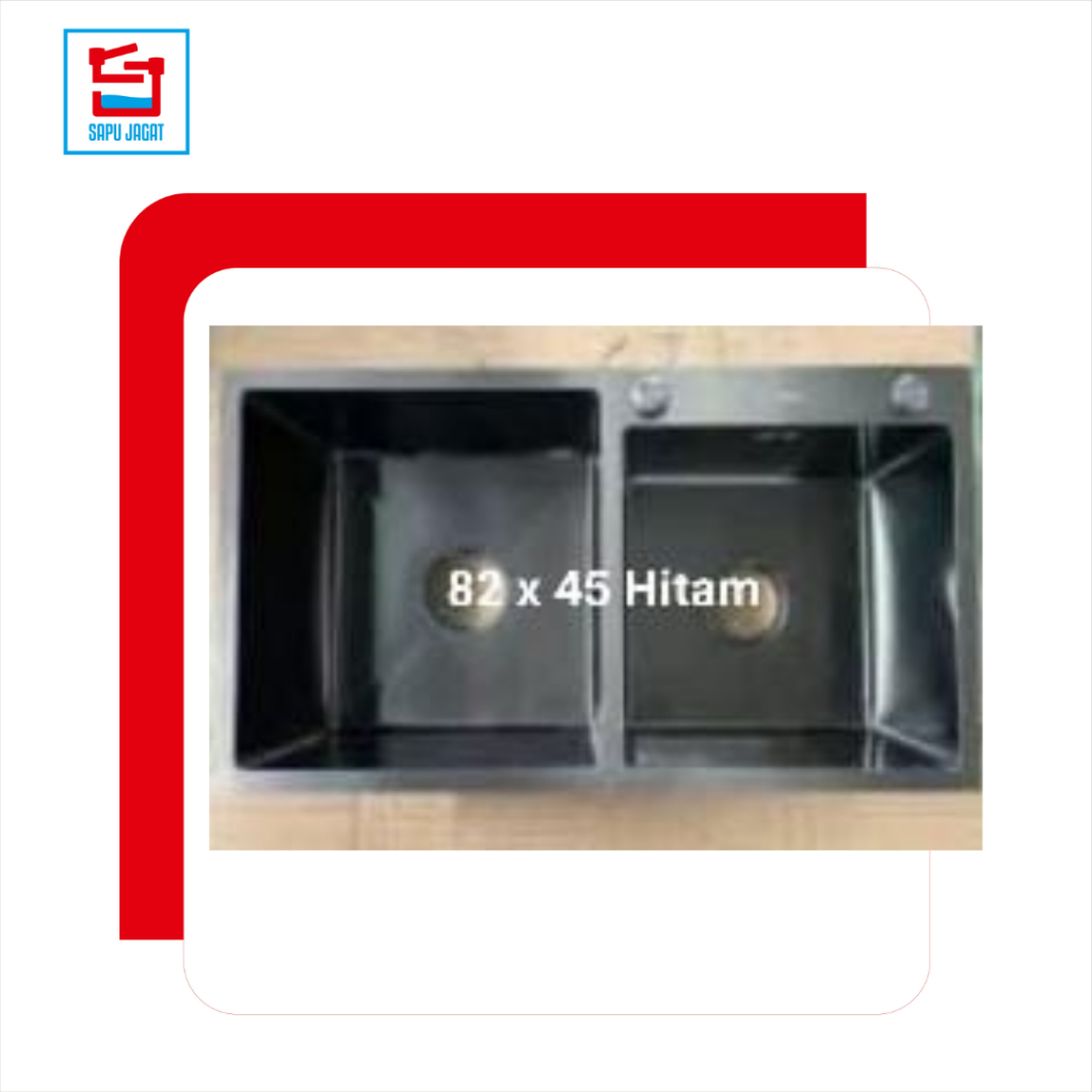 KITCHEN SINK STAINLESS 8245 BLACK/BAK CUCI PIRING HITAM 2 LOBANG