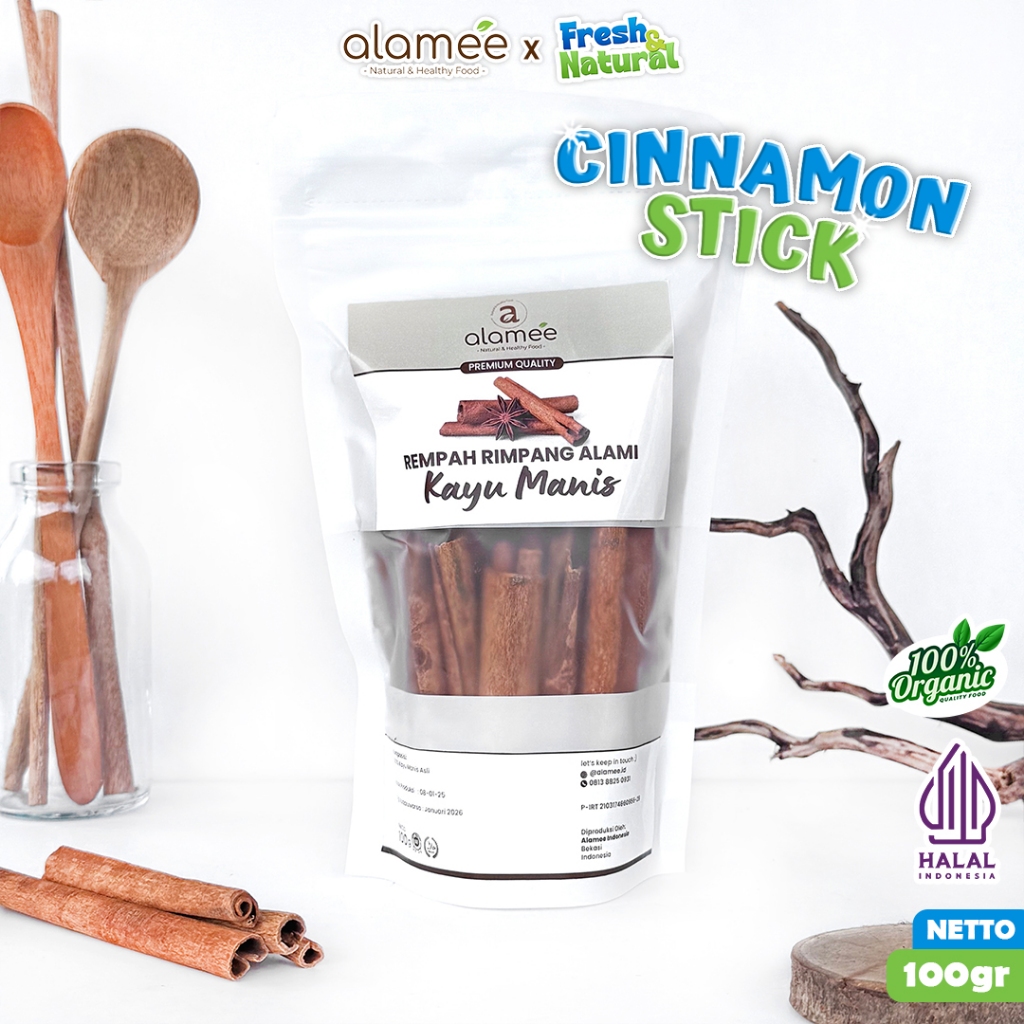

ALAMEE Kayu Manis Batang Cinnamon Stick Rempah Rimpang Organik Bumbu Masak Dapur Seasoning 100gr fresh and natural