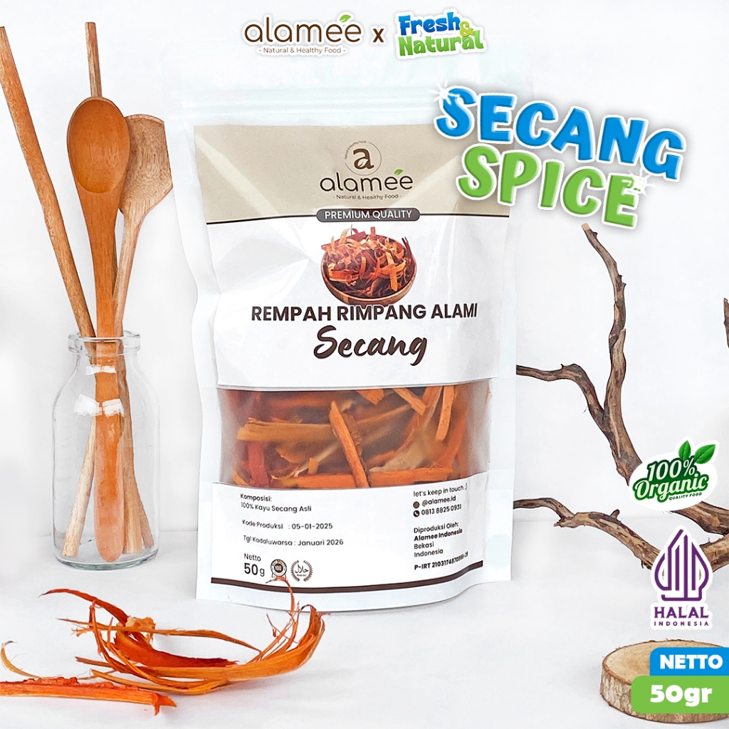 

ALAMEE Kayu Secang Asli Serut Sappan Wood Rempah Rimpang Organik Alami Bumbu Seasoning Masak 50gr fresh and natural