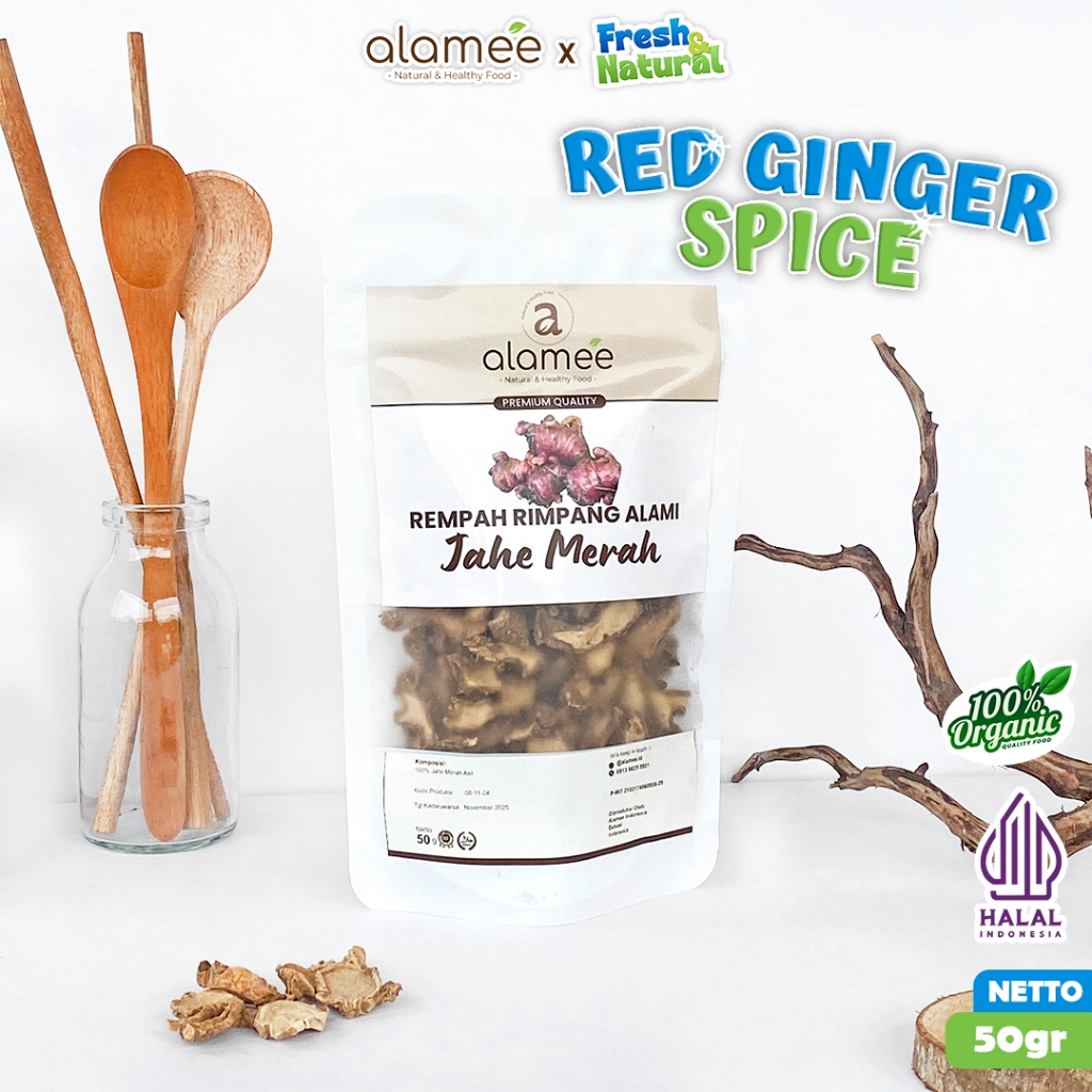 

Jahe Merah Kering Iris Dried Ginger Rempah Rimpang Organik Alami Bumbu Masakan Masak Organic 50g fresh and natural