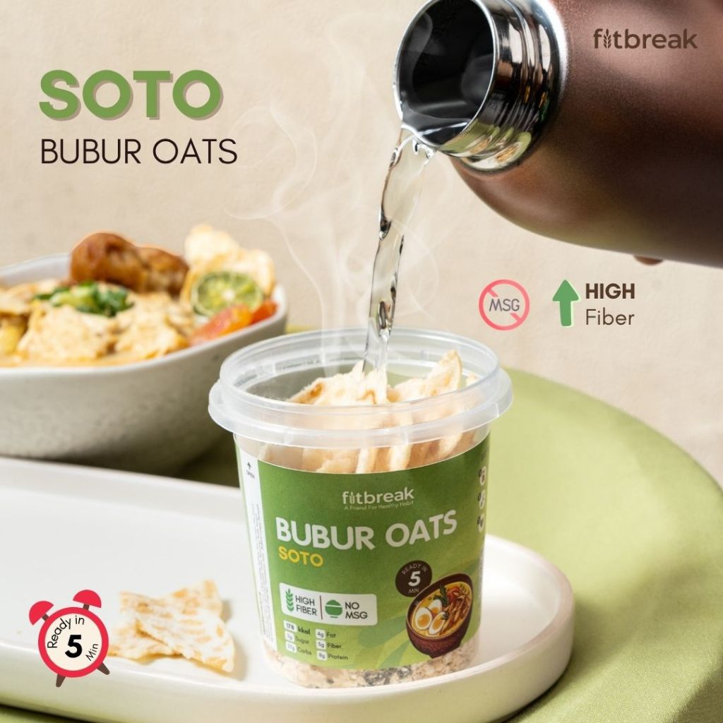 

Bubur Oats Soto 55g Siap 5 menit / nikmat dikonsumsi panas / tanpa Kolesterol / Oatmeal / Sarapan Simpel Sehat dan Enak