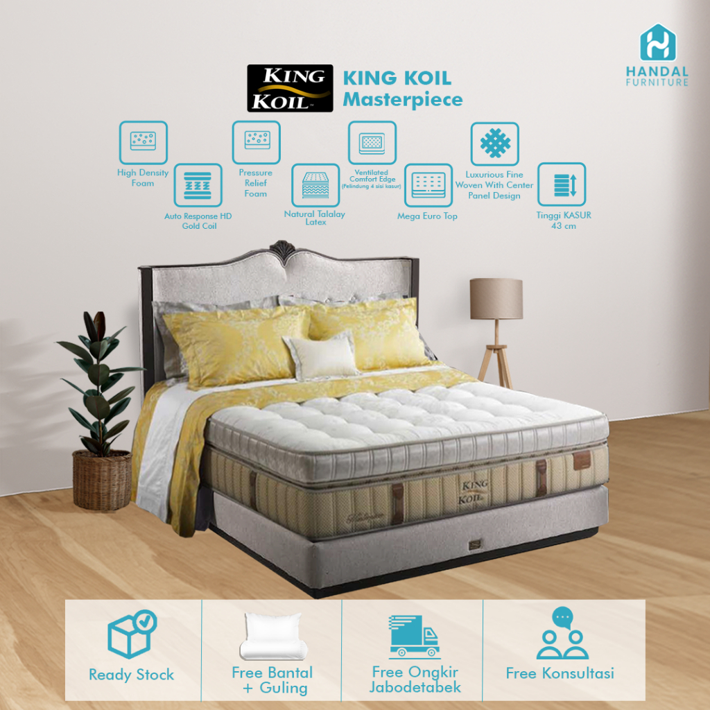 Kasur Springbed King Koil Masterpiece 100x200, 120x200, 160x200, 180x200, 200x200 Pocket Latex Anti 