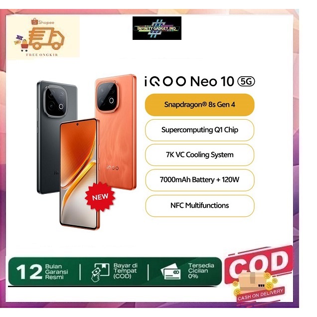 vivo iQOO Neo 10, 1st Snapdragon 8s Gen 4 + Q1 (Dual Chipset), 7K VC Cooling System, 7000 mAH + 120 