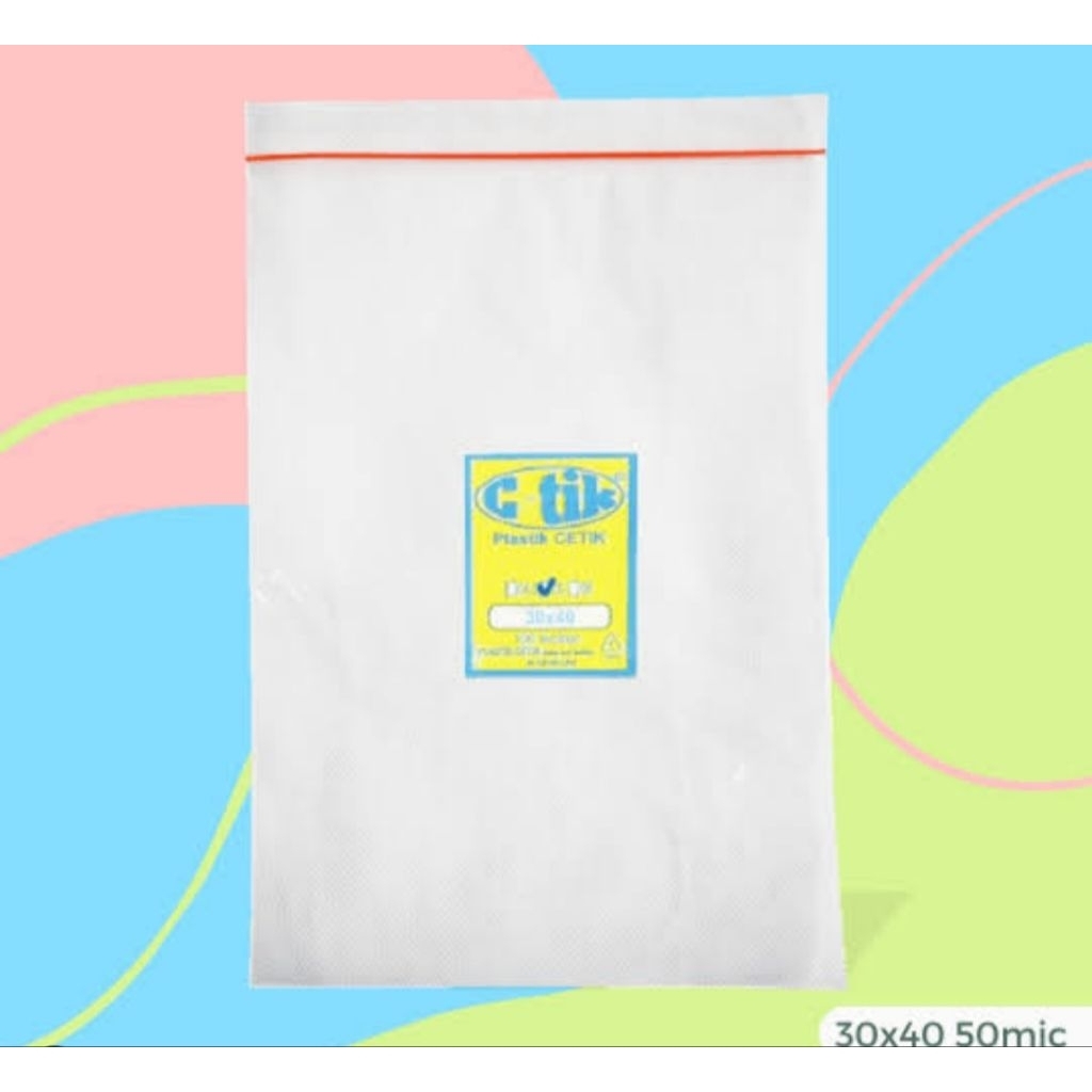 Plastik Klip CTik Ecer Satuan per Lembar Ziplock 30 x 40 cm Cetik C-tik Ctik 40 Micron per  - Lebih 