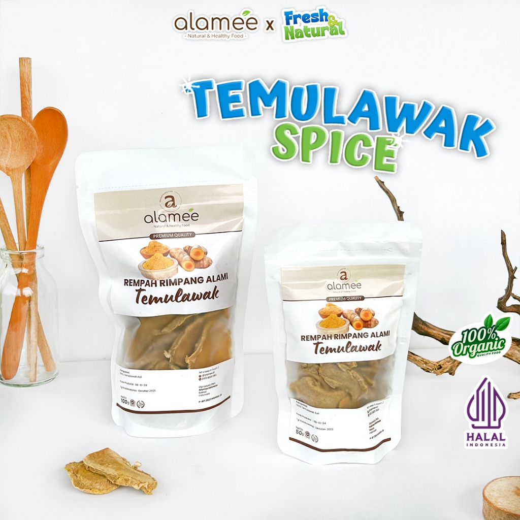 

ALAMEE Temulawak Kering Dried Curcuma Iris Rempah Organik Temu Lawak Bumbu Masakan Seasoning 100g fresh and natural