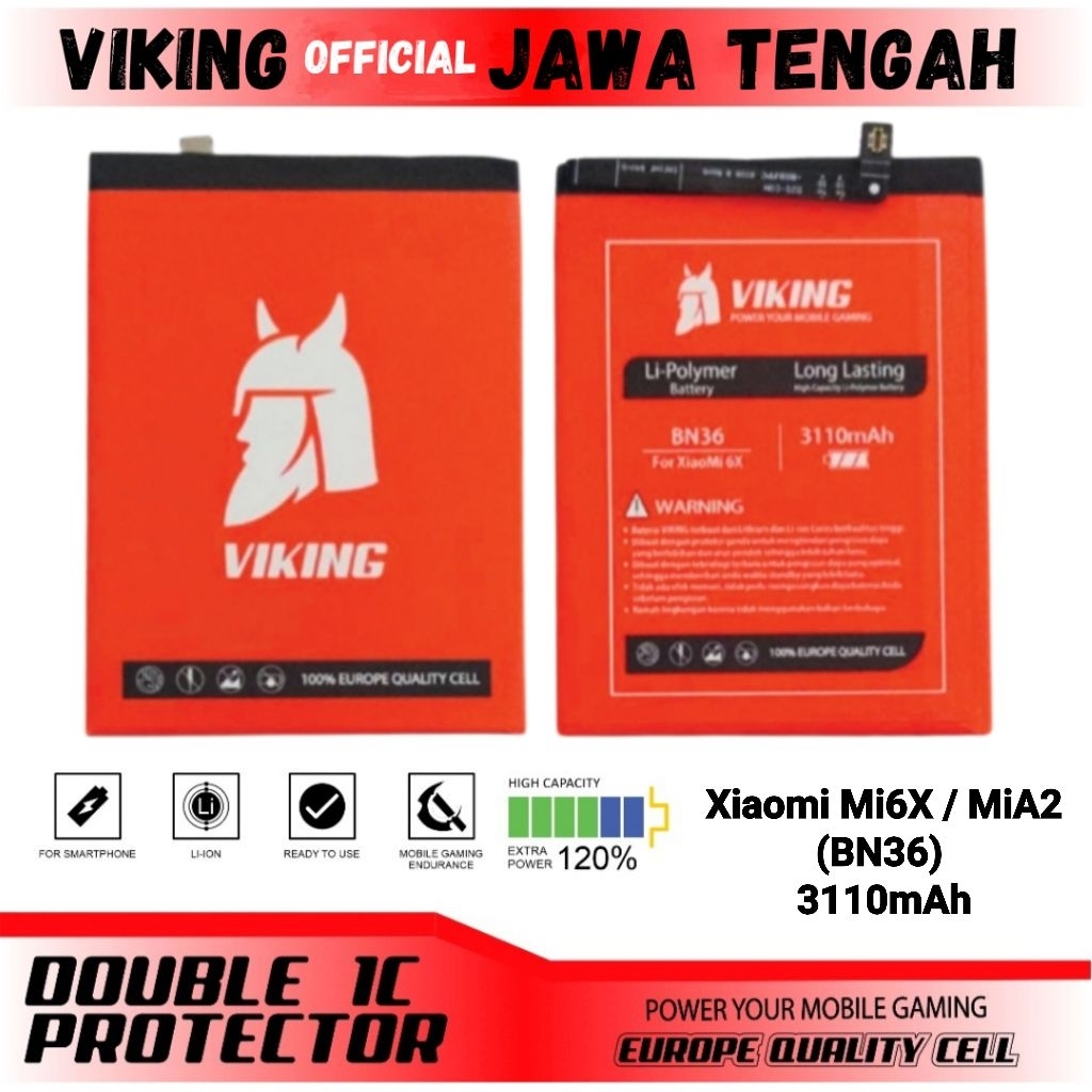 VIKING Baterai Xiaomi Mi 6X / Mi A2 (BN36) Double Power