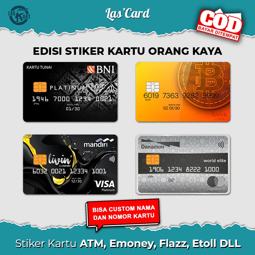 

STIKER ATAU GARSKIN ATM GAMBAR KARTU ORANG KAYA || BNI || BITCOIN || DANAMON || MANDIRI DAN LAINNYA