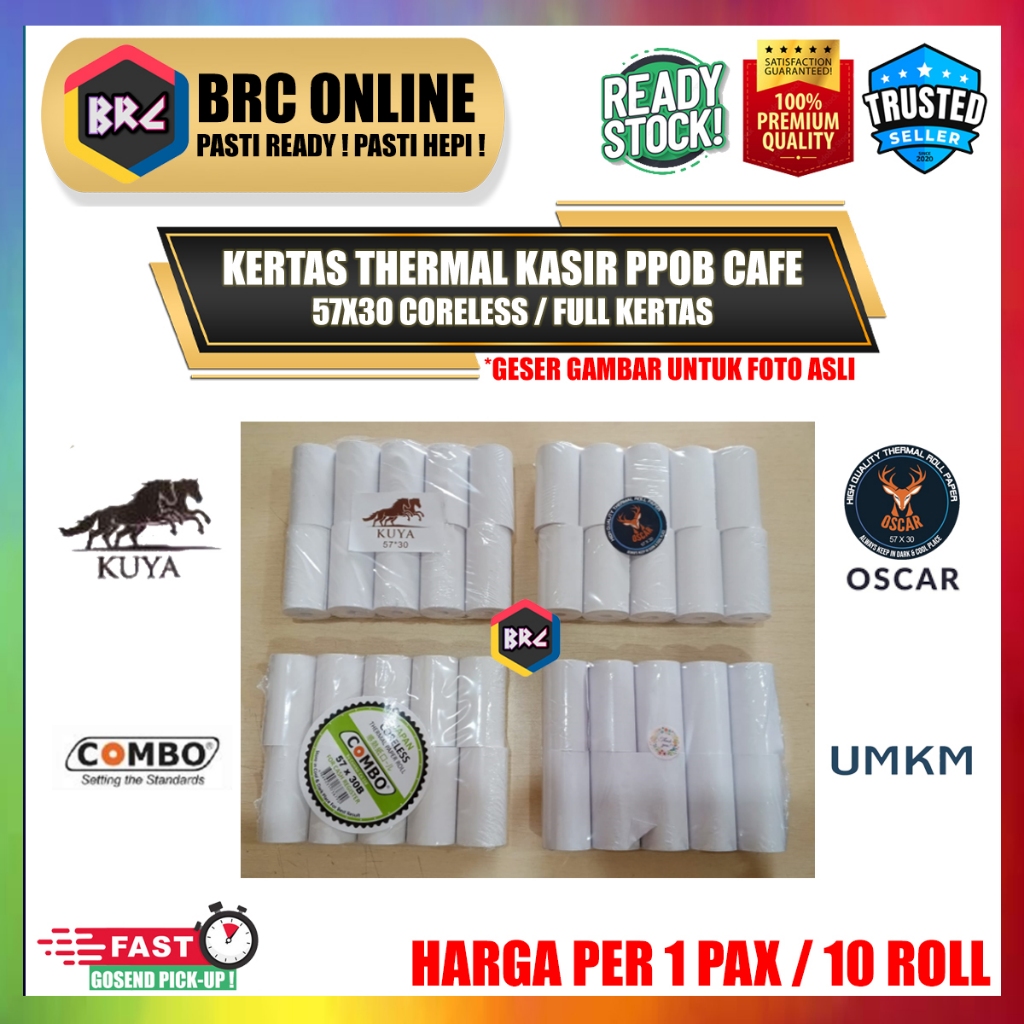 

[1 PACK] Kertas Thermal Kasir UMKM 57x30 (mm) Value Pack Struk PPOB EDC Print