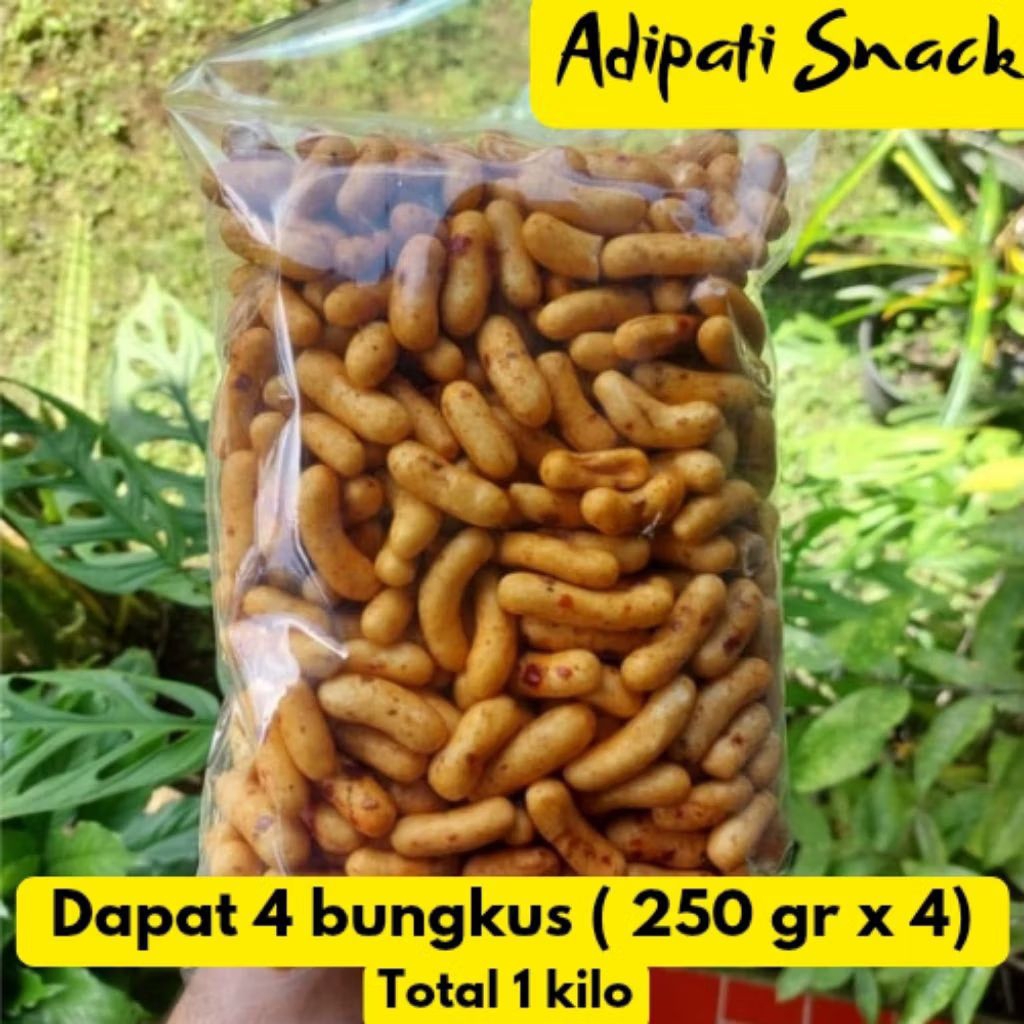 

ADIPATI - 1 kg ( 250 gr x 4 ) Pilus Kapsul Pedas Bumbu Rujak Oleh-Oleh Snack Kering Pedas Gurih Kekinian